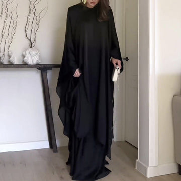 Women's Wish Round Collar Robe Loose Comfortable Fashion Bat Sleeve Temperament Long Dress